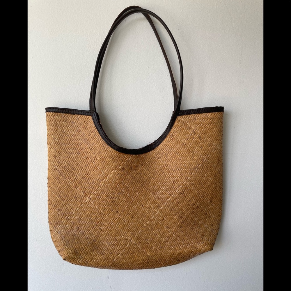 Woven Indonesian Bag with Textile Lining